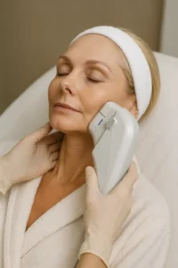 Woman receiving HIFU non surgical facelift treatment Hedge End